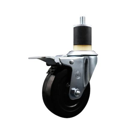Service Caster 4'' SS Soft Rubber Swivel 1-7/8'' Expanding Stem Caster Total Lock Brake SCC-SSEXTTL20S414-SRS-178